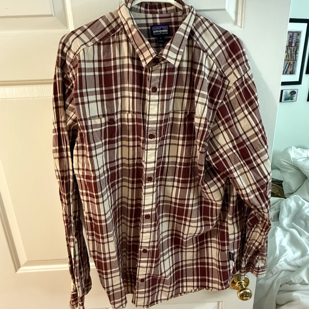Patagonia Plaid Button-Up Shirt - Red and White
